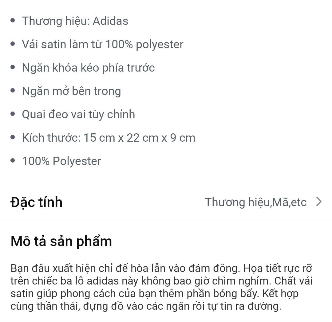 Balo  nữ Adidas chính hãng