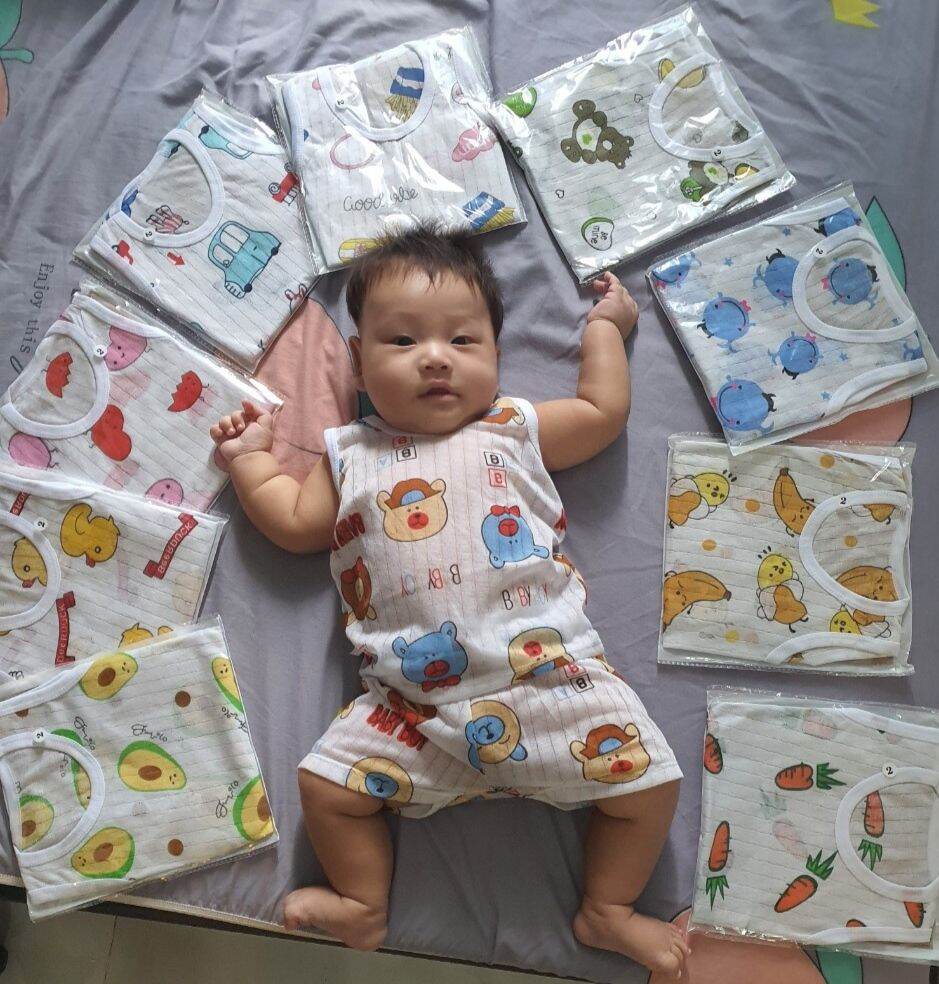 4 bộ cotton giấy ba lỗ cho bé size từ 5-7kg