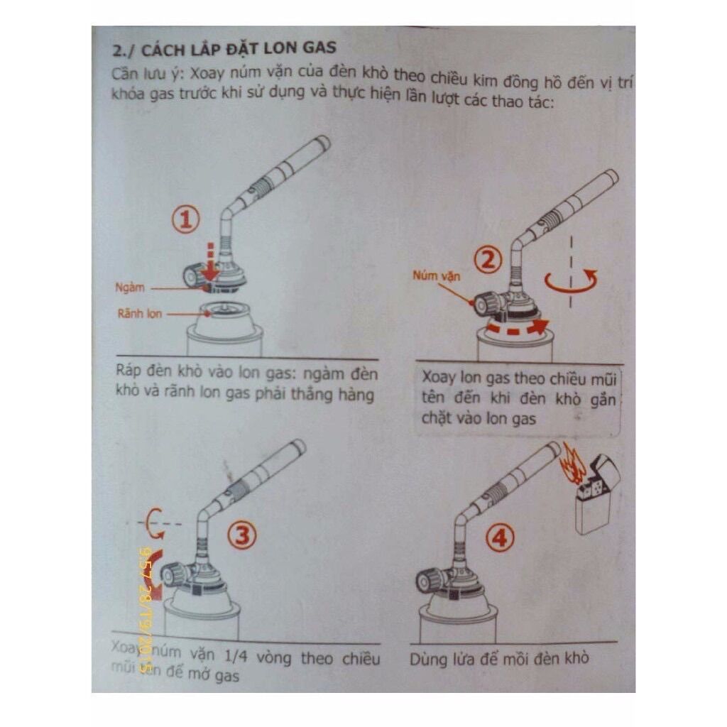 Khò ga đồng 2 nòng ( đèn khò ga ) dùng bình ga mini