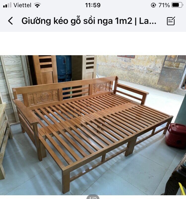 giường kéo gỗ sồi 1m2 - 1m4