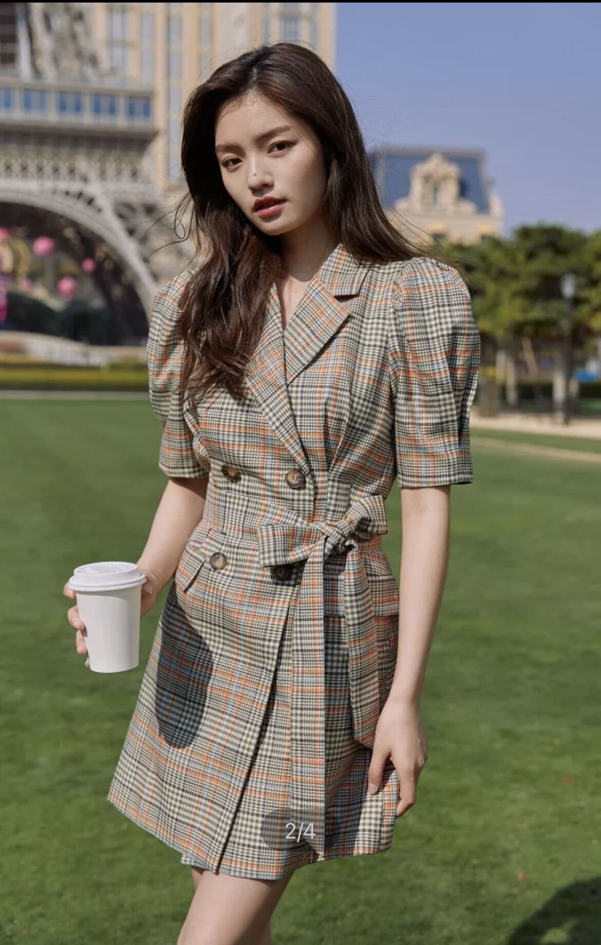 Vero moda váy kẻ cổ sơ mi size m