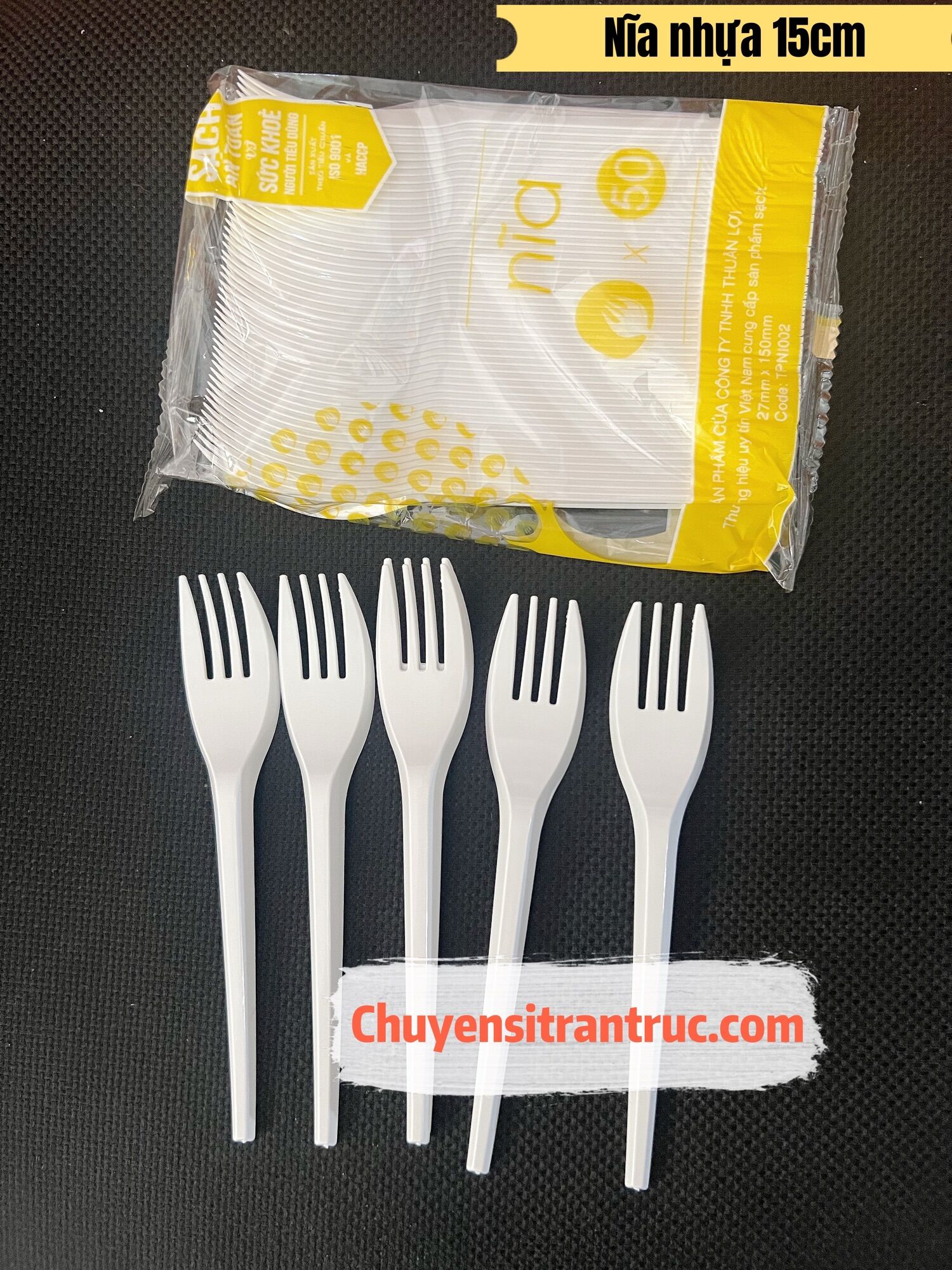 Set 50 nĩa nhựa trắng 15cm dùng 1 lần cho quán take away