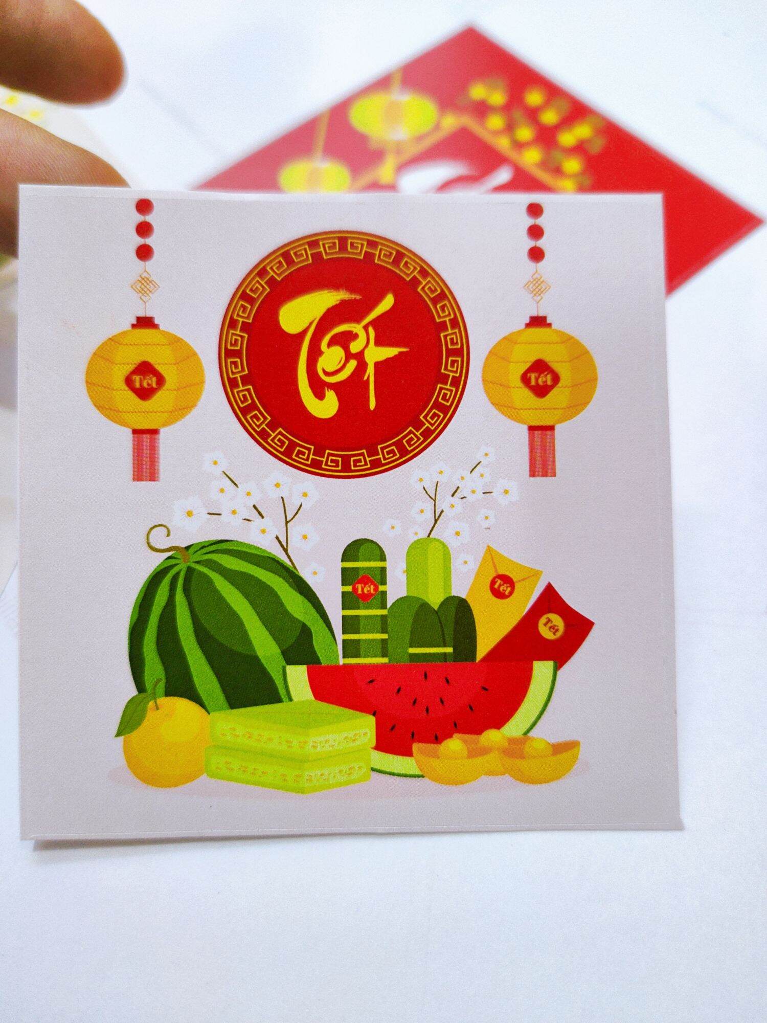 Tem dán tết, tem decal dán chai hũ tết