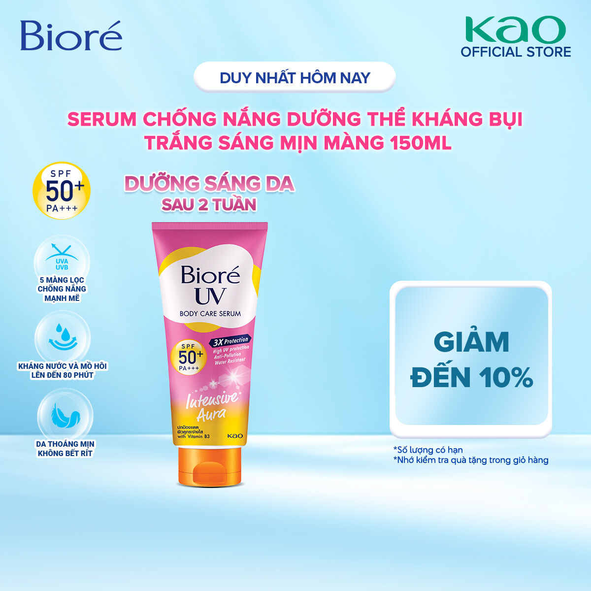 Serum Chống Nắng Dưỡng Thể Kháng Bụi - Trắng Sáng Mịn Màng Biore 150ml