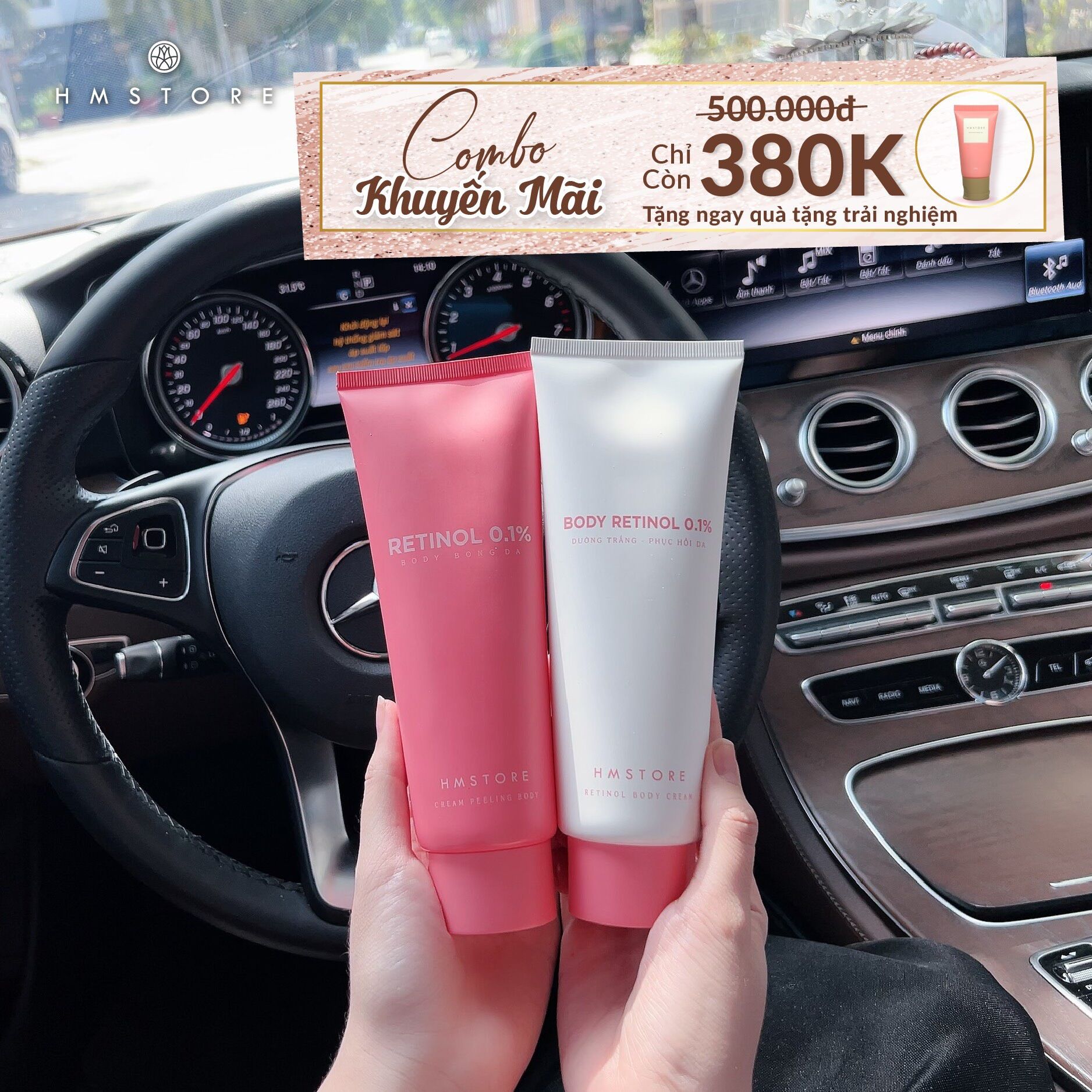 Bộ đôi body bong da retinol 0.1% hm store