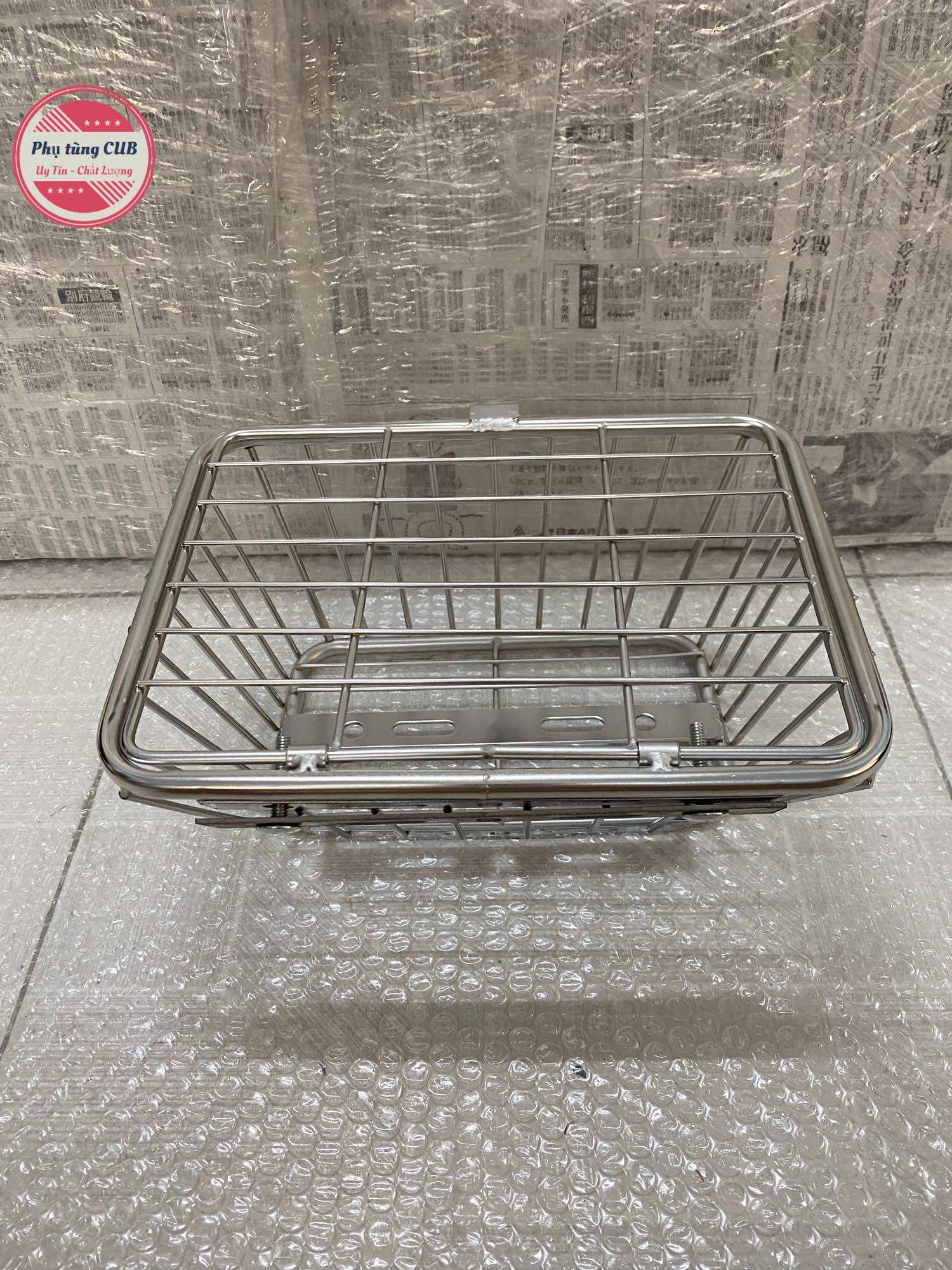 Rổ mini cho xe cub và xe dream bằng inox ( có bát gắn đầy đủ )