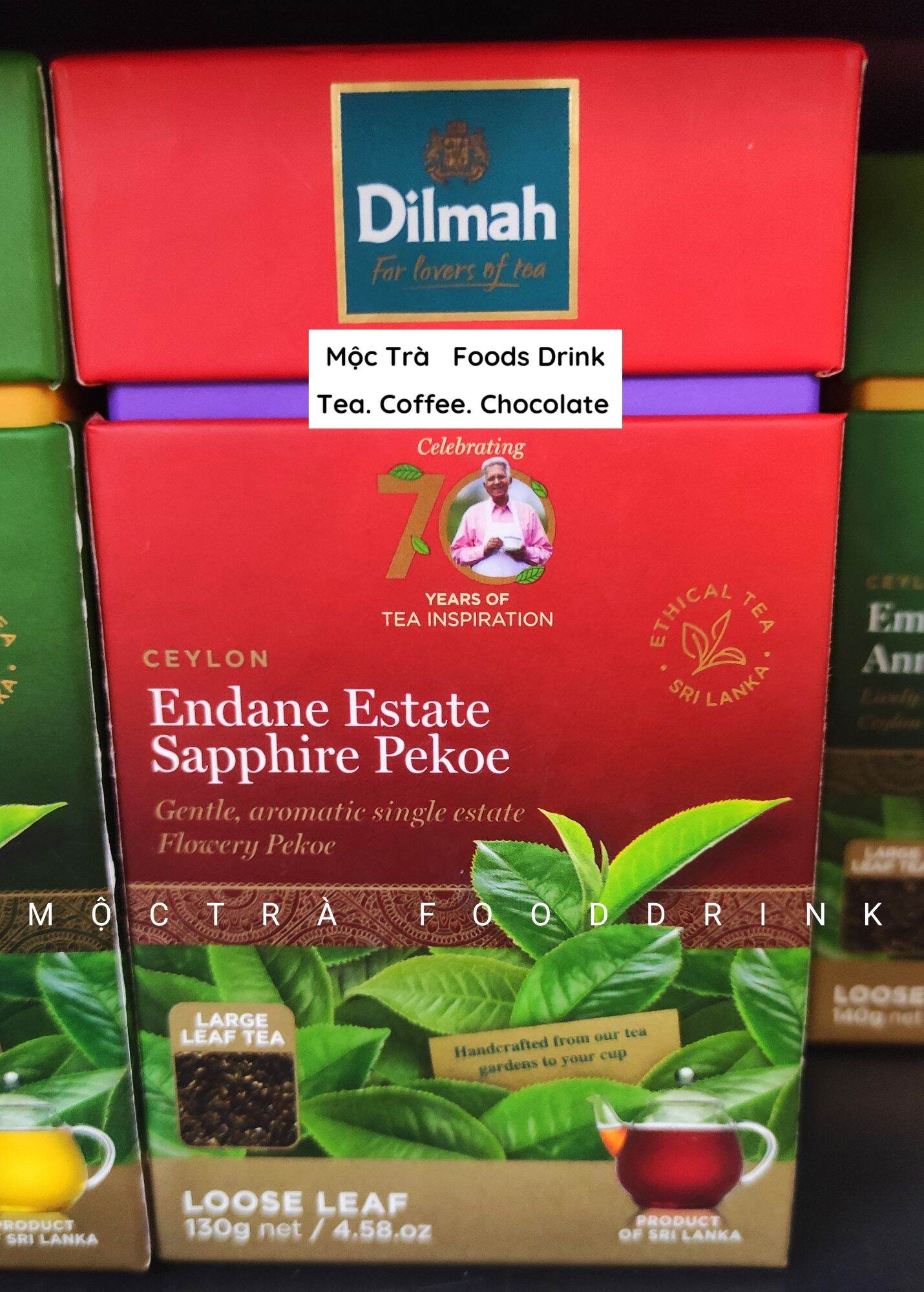 Trà Đen Hữu Cơ Dilmah Thượng Hạng Vườn Endane Etate Sapphire Pekoe Hộp 130 Gram