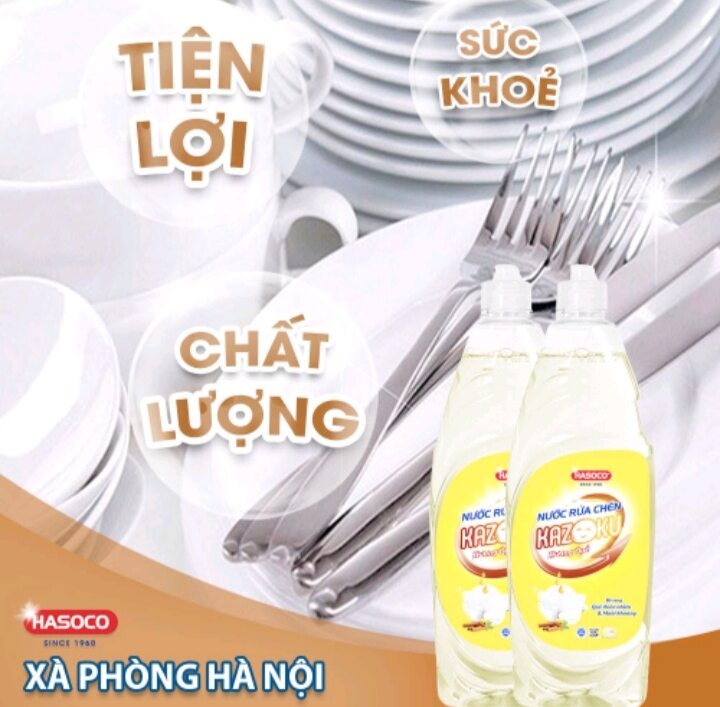 Nước rửa bát hasoco kazoku 750g, hương quế