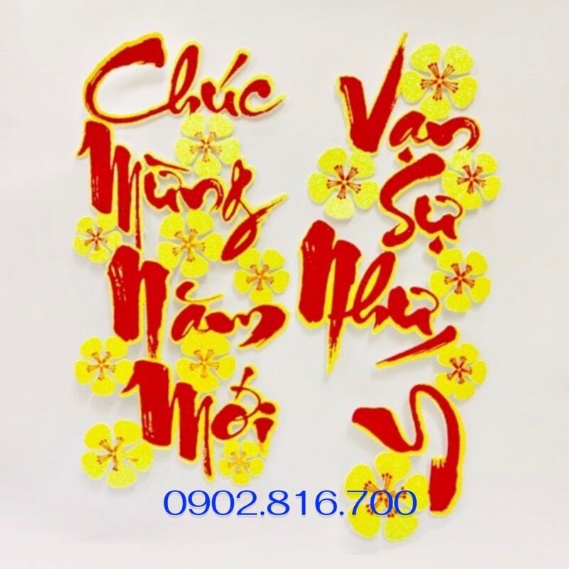 Chữ dán CHÚC MỪNG NĂM MỚI - AN KHANG THỊNH VƯỢNG mouse dẻo trang trí tết