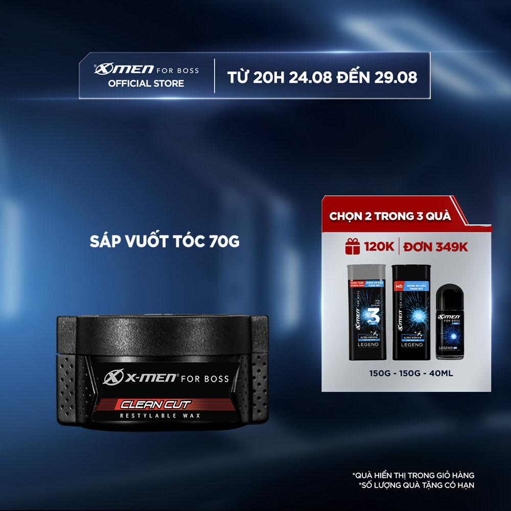 Sáp vuốt tóc X-Men For Boss Wax CLEAN CUT - Rẽ ngôi gọn gàng 70g