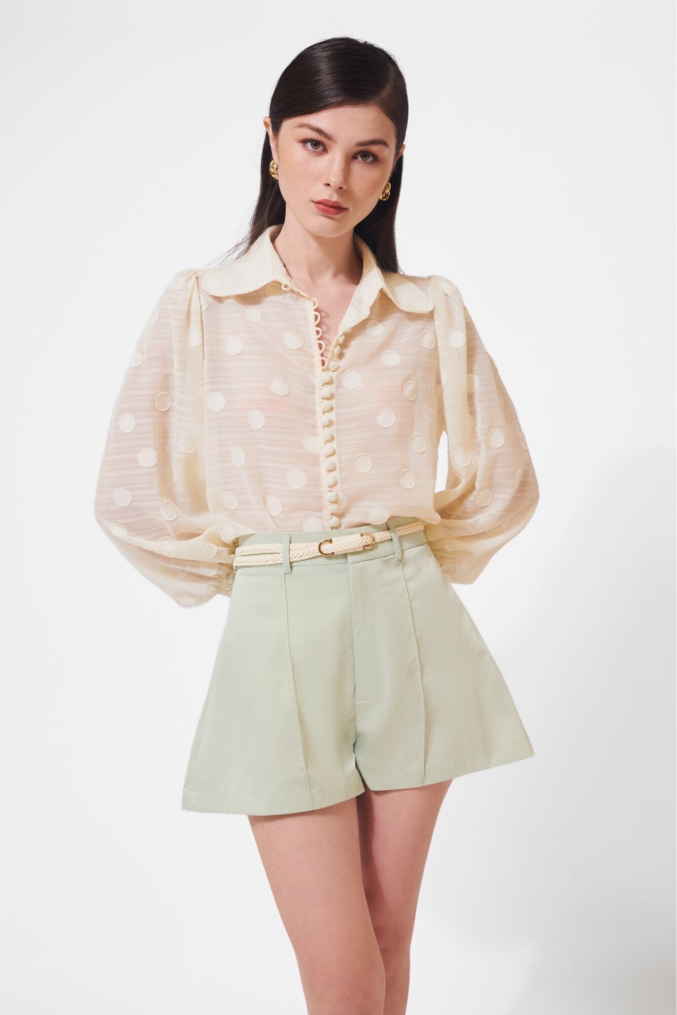Camelia dot blouse - áo sơ mi tay phồng