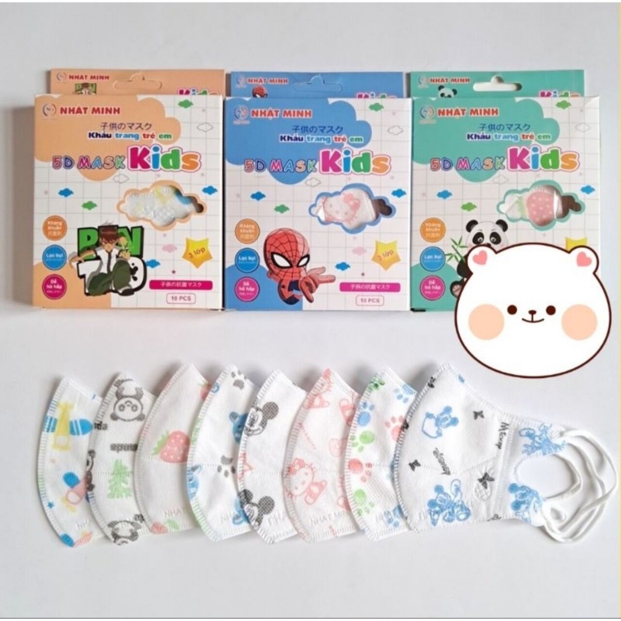 Khẩu trang 5D cho bé - 4 lớp kháng khuẩn cao cấp cho bé