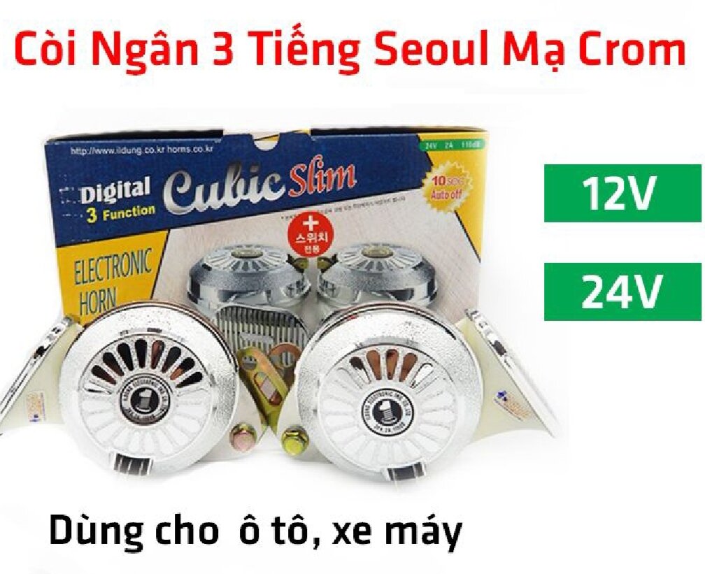 Còi ngân 3 tiếng, còi sên cao cấp hàn quốc 12v,24v bảo hành 8 tháng