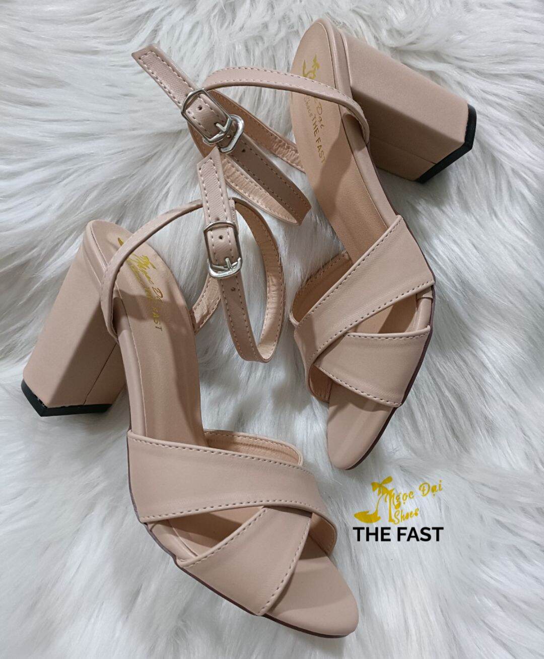 sandal gót thô quai bản hai dây chéo nhau xinh đẹp NĐ14
