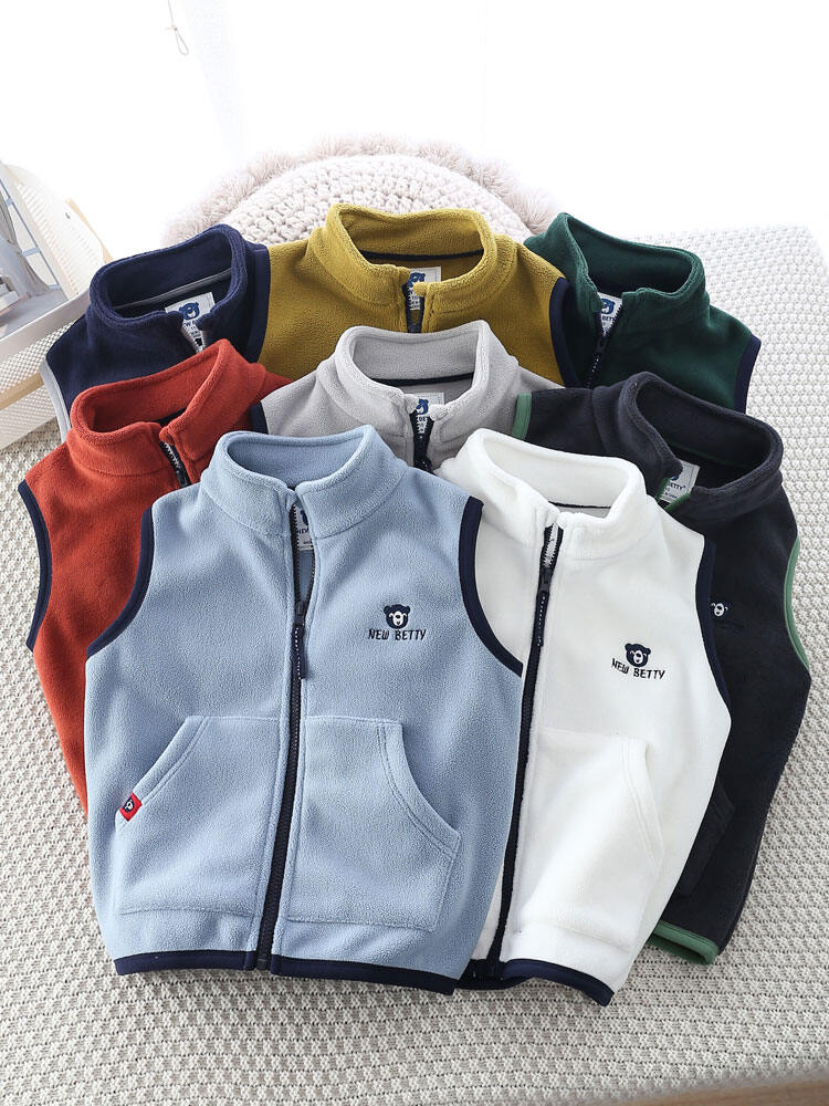 Áo Vest Nỉ Cổ Đứng Ấm Áp Cho Bé Trai Mùa Thu Đông Trẻ Em Trung Niên Và Lớn Thời Trang Hợp Thời Trang Áo Vest Chống Gió