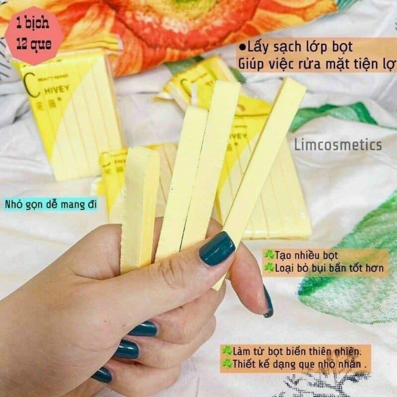 Bông nở rửa mặt Chivey gói 12 miếng- Mút rửa mặt sạch sâu