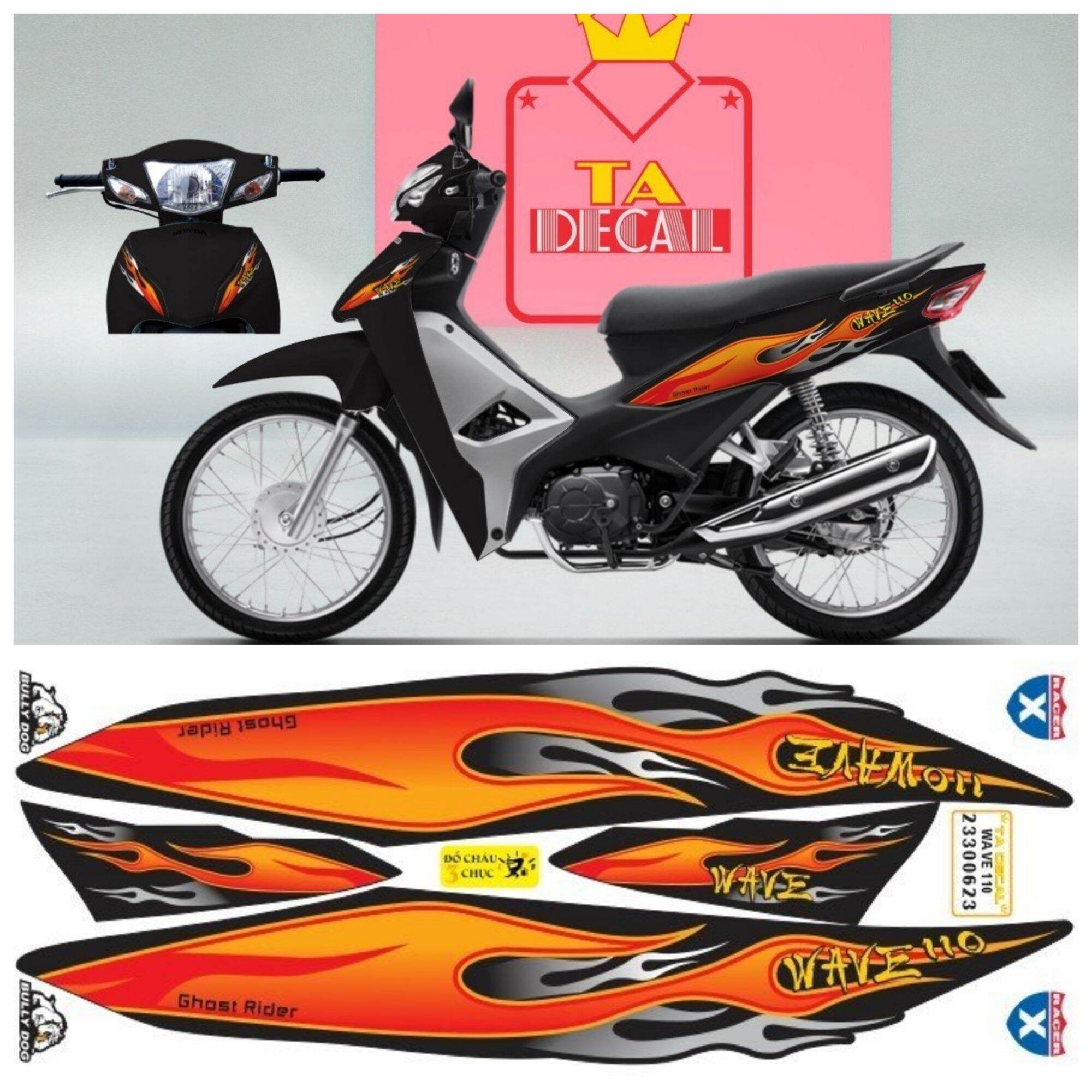 Tem xe WAVE 110 mẫu tem lửa siêu hot tem 4 lớp chống nước
