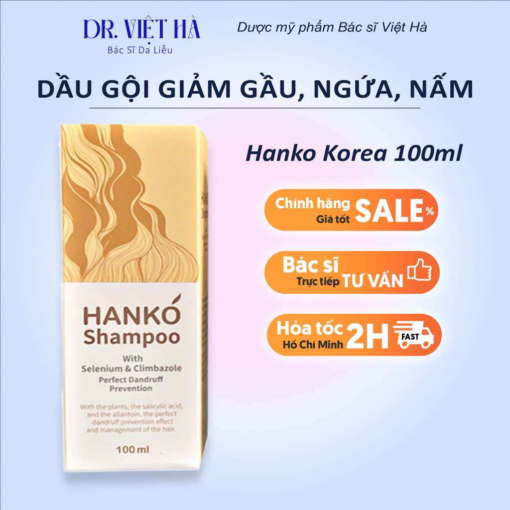 Dầu gội giảm gàu,ngứa,nấm da đầu hanko shampoo hàn quốc 100ml| bs hà da liễu khuyên dùng