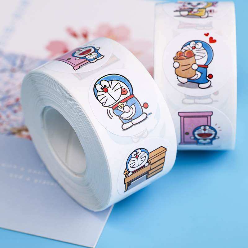 CUỘN 500 STICKER TEM NHÃN DÁN DECAL DORAEMON