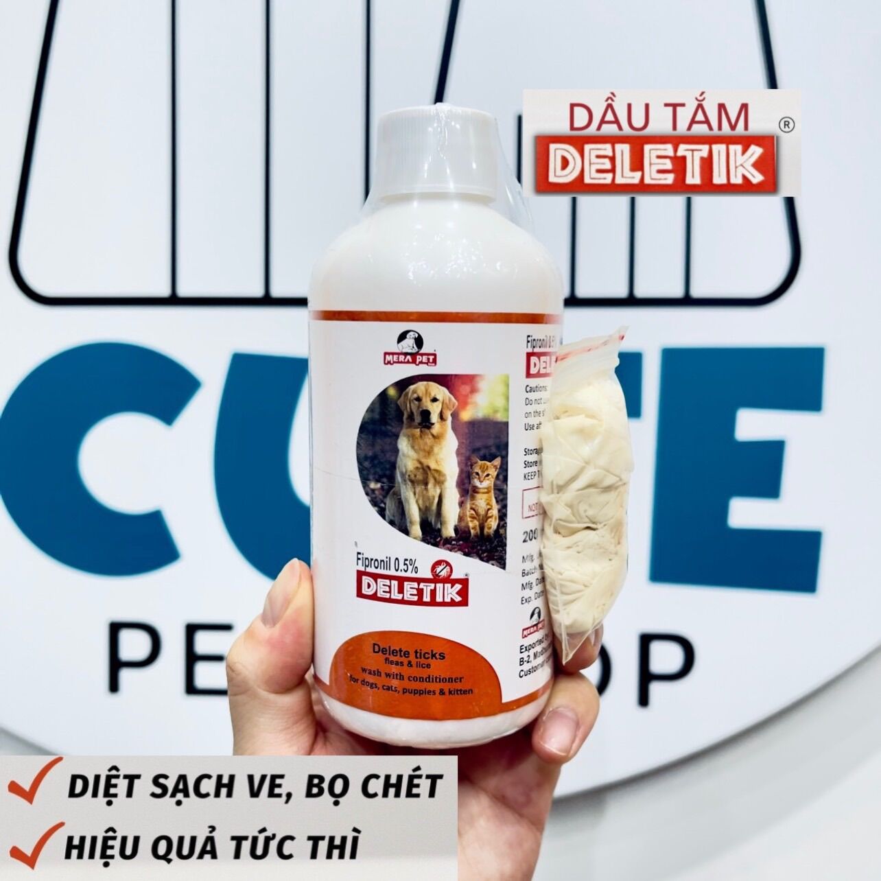 Sữa tắm gội deletik ấn độ diệt ve rận & bọ chét chai 200ml