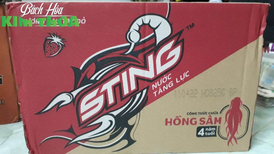 Thùng nước Tăng Lực STING Hương Dâu Táy Đỏ - Thùng 24 chai 330ml/chai