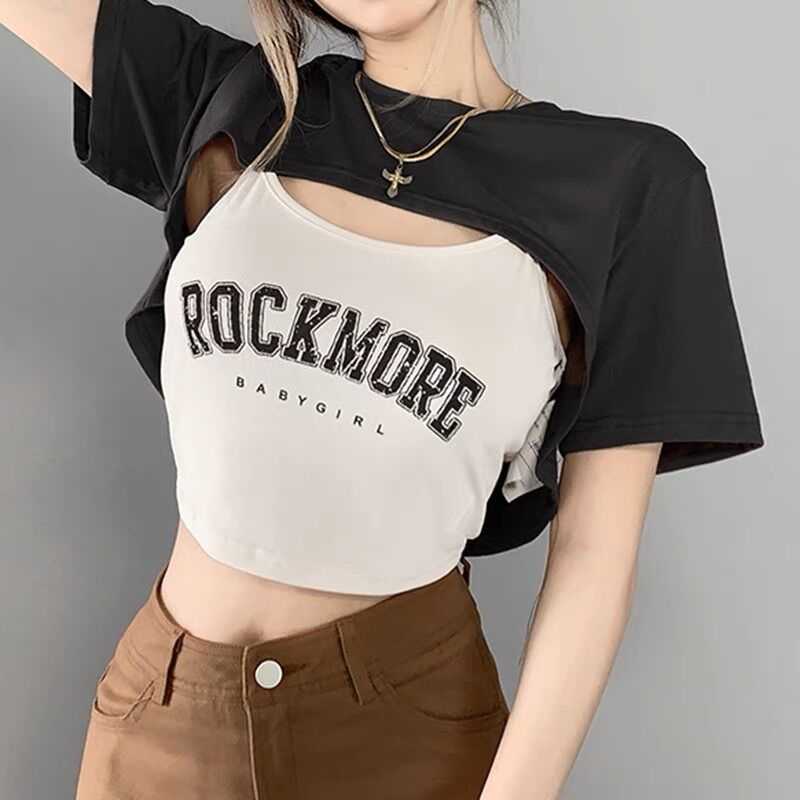 ÁO CROPTOP HAI MÓN CẶP IN ROC1
