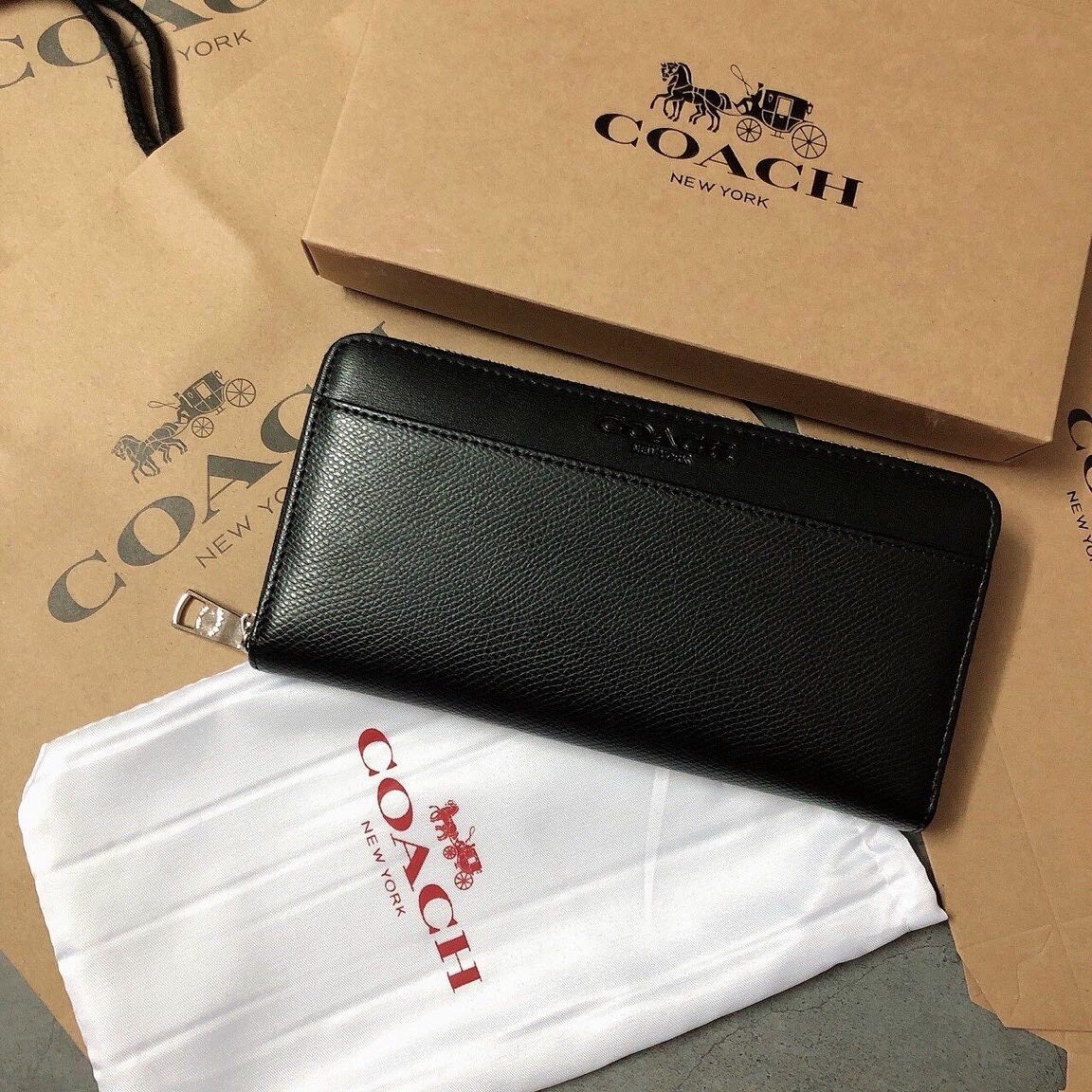 Ví nam dài cầm tay Coach- có dây kéo- nhiều ngăn đựng