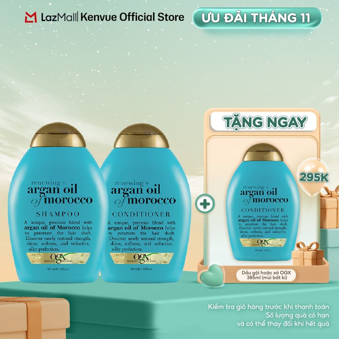Combo 2 Chai Dầu Gội Và Dầu Xả Tóc OGX - Dung Tích 385ml/ Chai