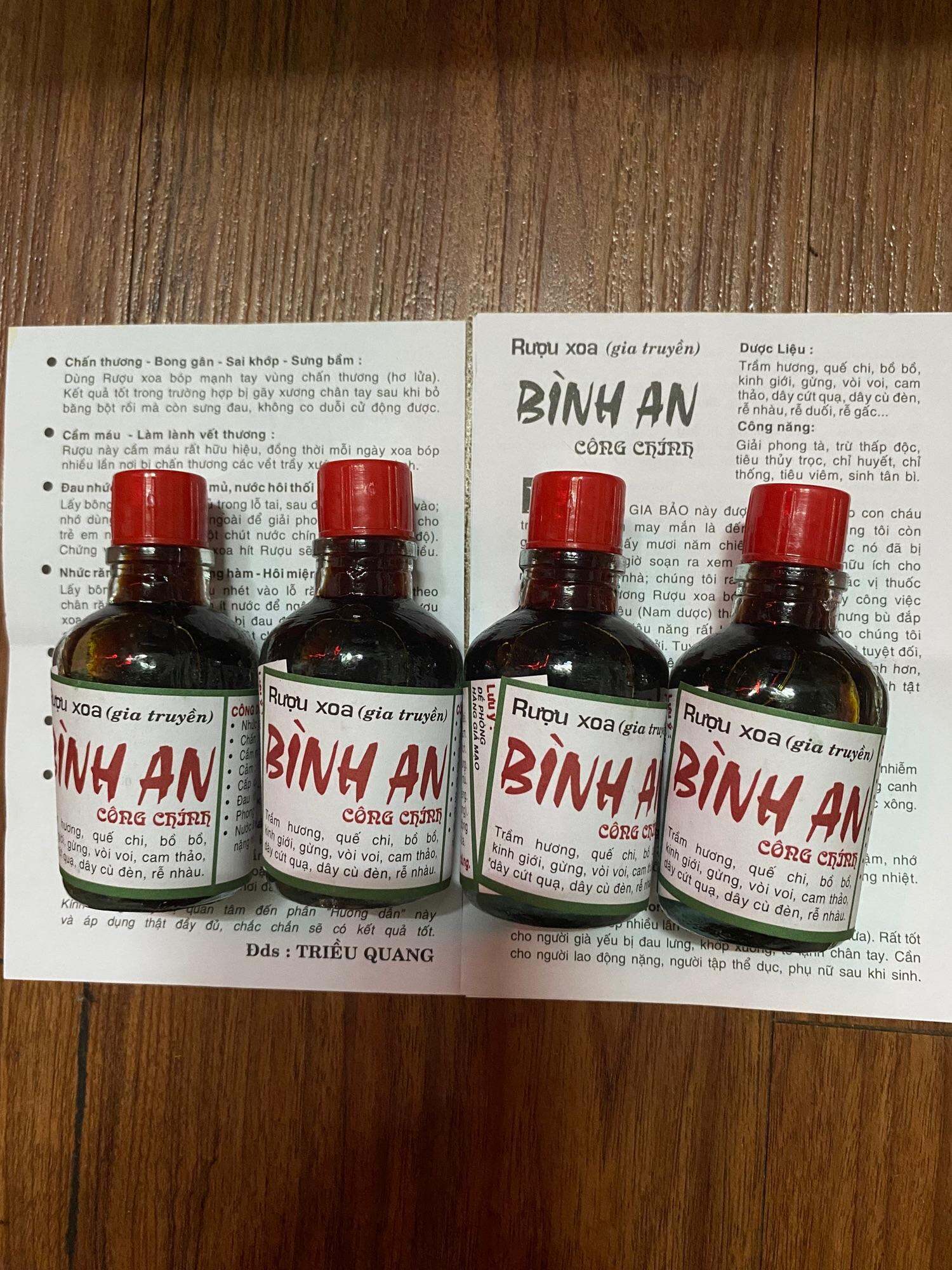 Combo 4 dầu xoa bóp Bình An, rượu xoa bóp Bình An