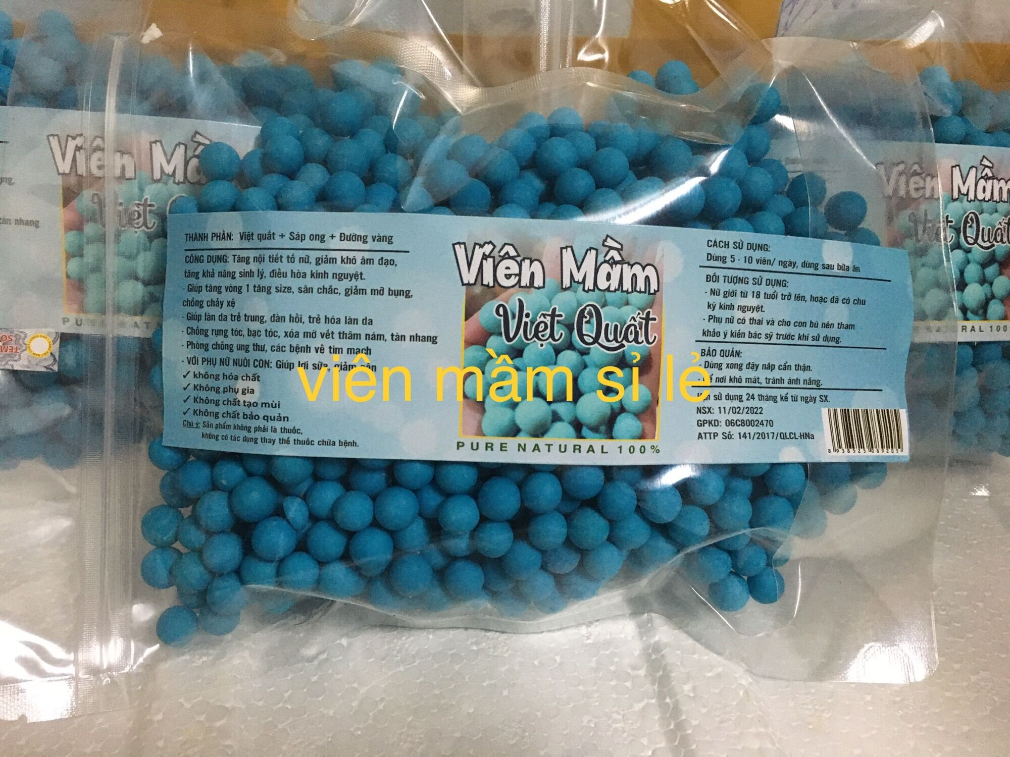 viên mầm việt quất ( đóng túi zíp 500g )