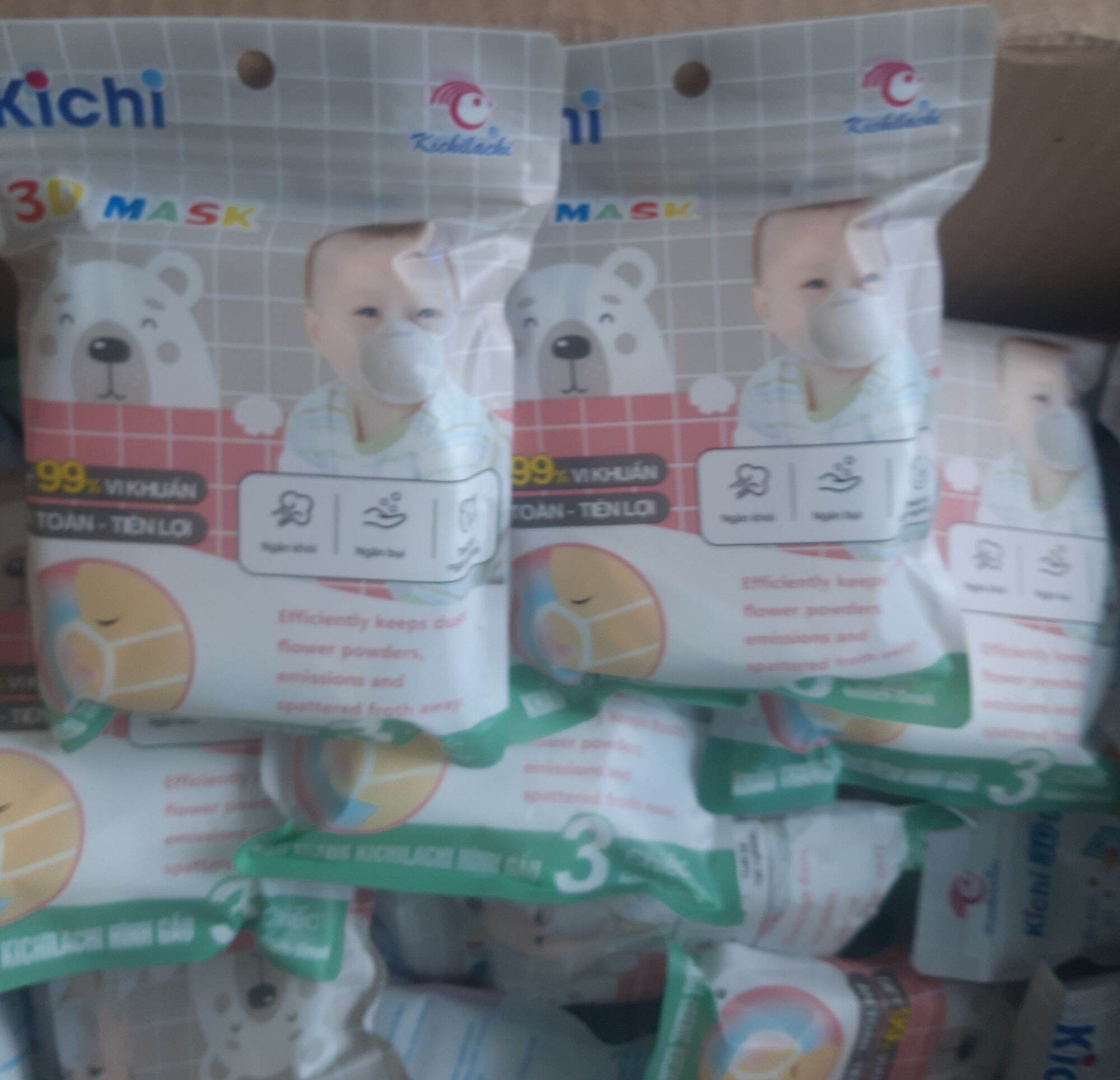 Khẩu trang Kichi cao cấp em bé . (1 bịch 3 cái)