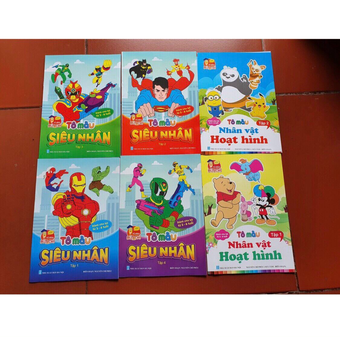 Bộ sách tô màu công chúa-siêu nhân(6 cuốn)