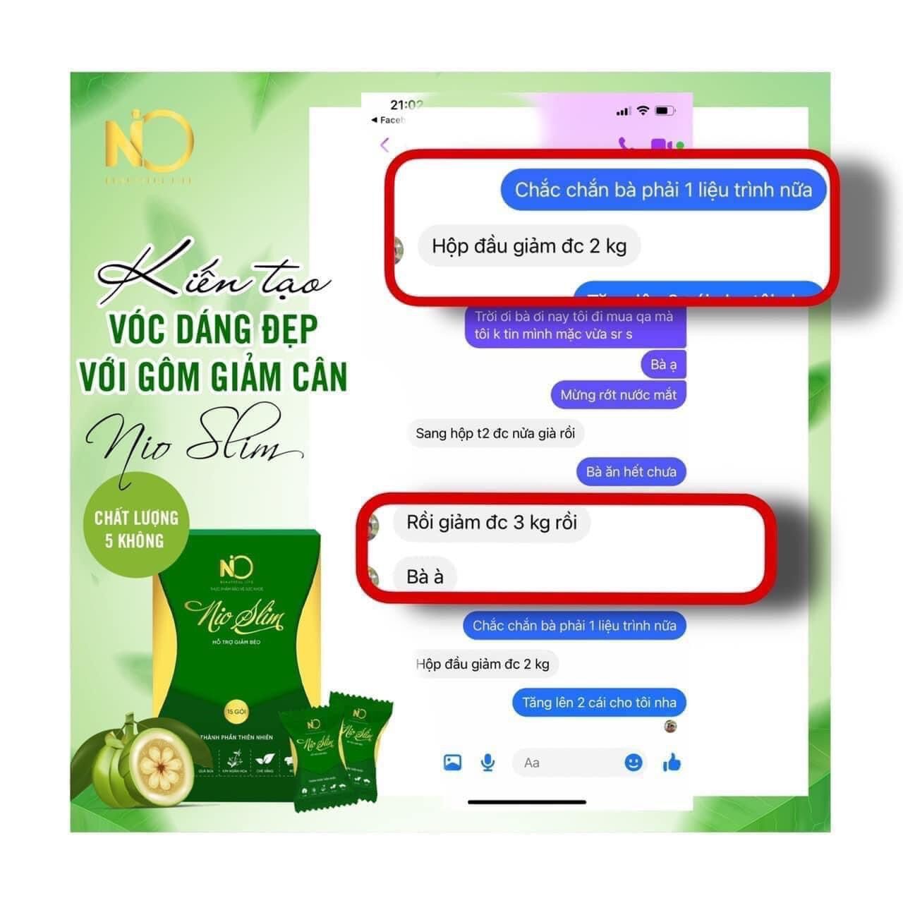 Kẹo gôm Nio Slim ( lẽ 5 viên trải nghiệm) tặng detox