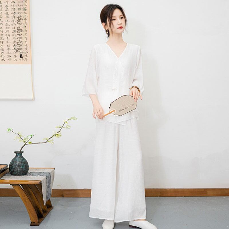 Bộ Đồ Thiền Nữ Phong Cách Trung Hoa Cổ Điển Cotton Mùa Hè 2023 Thiết Kế Giản Dị Cho Phụ Nữ Từ 18-25 Tuổi