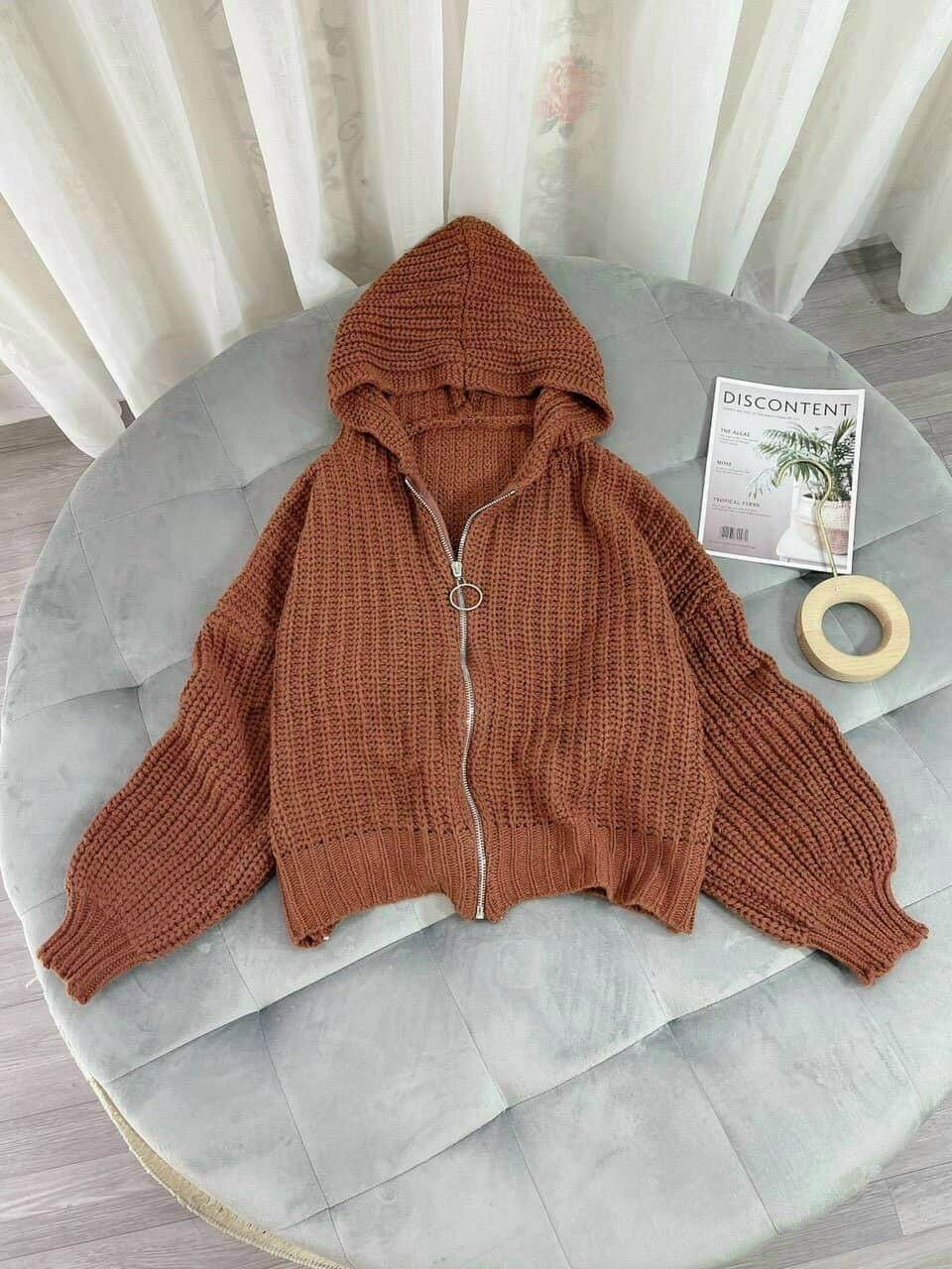 ÁO KHOÁC LEN NỮ CÓ NÓN CHẤT LEN SIÊU CHUẨN