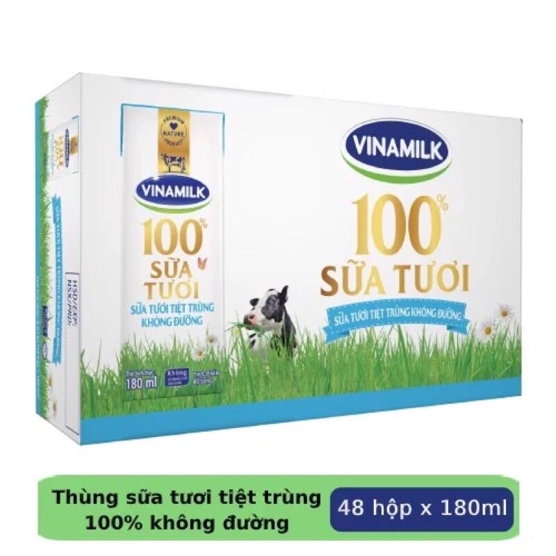 Thùng 48 hộp sữa tươi VINAMILK (180ml/hộp)