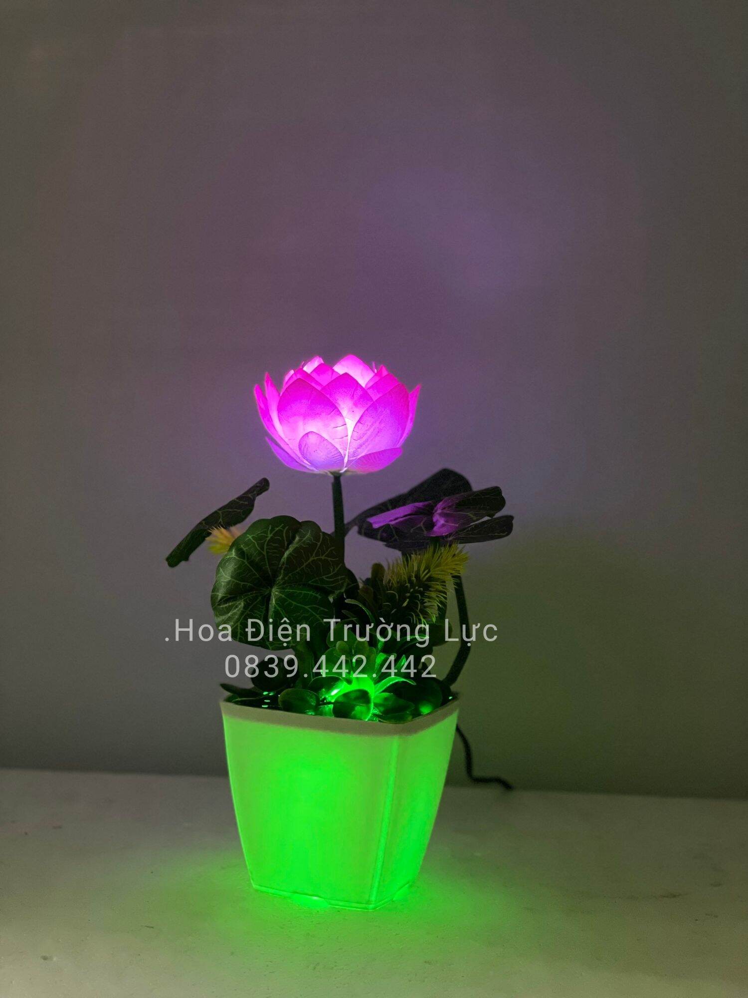 Đèn hoa sen trang trí bàn thờ cao 30 cm