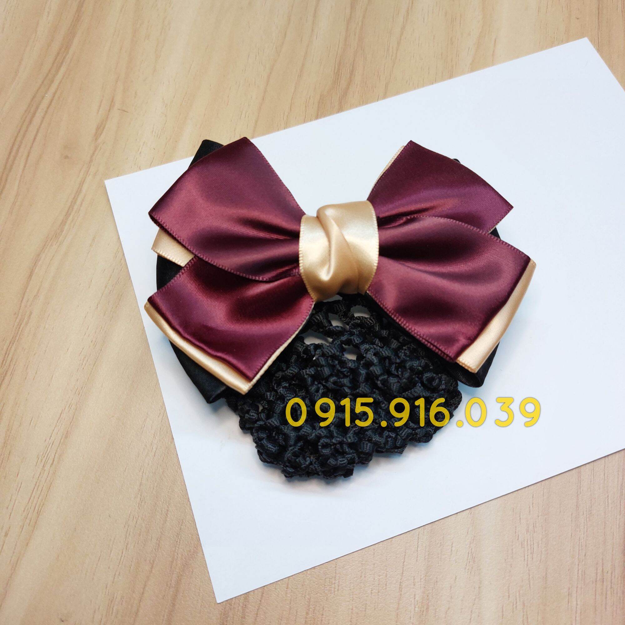 Kẹp Búi Lưới Hình Nơ, Kẹp Tóc Búi Lưới 3 Màu