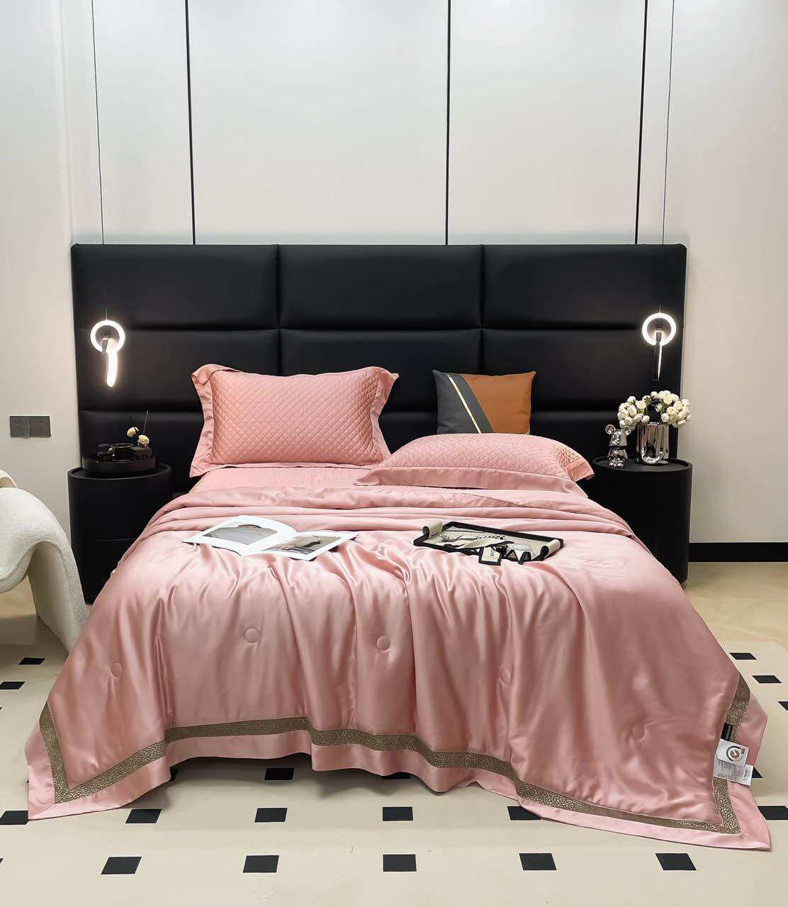 (LUXURY) SET CHĂN HÈ GA CHẦN CHUN LỤA TENCEL MODAL 4 MÓN NHẬP KHẨU CAO CẤP