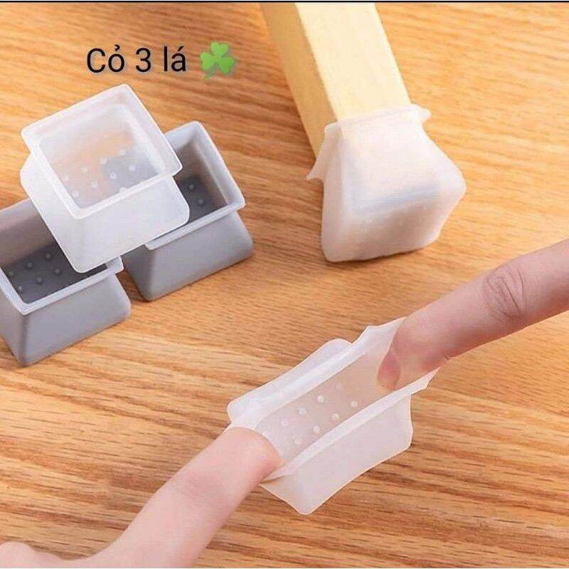 set 4 nút bịt chân ghế chống trượt, chống trầy xước nền gạch mẫu vuông nhiều màu để lựa chọn