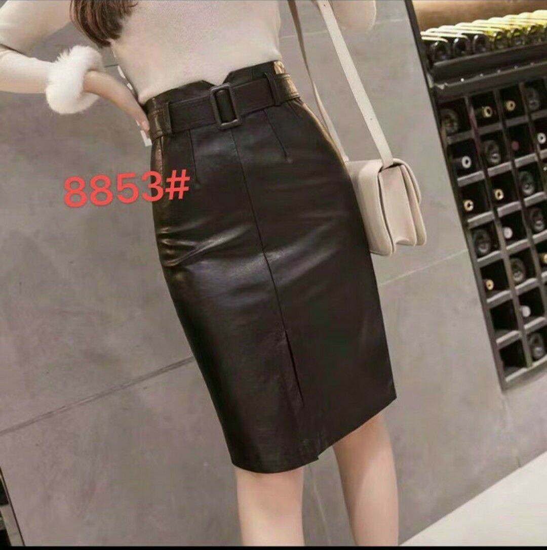 Chân váy da ôm , kèm đai