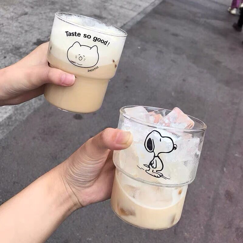 Ly thuỷ tinh kiểu hoạ tiết dễ thương