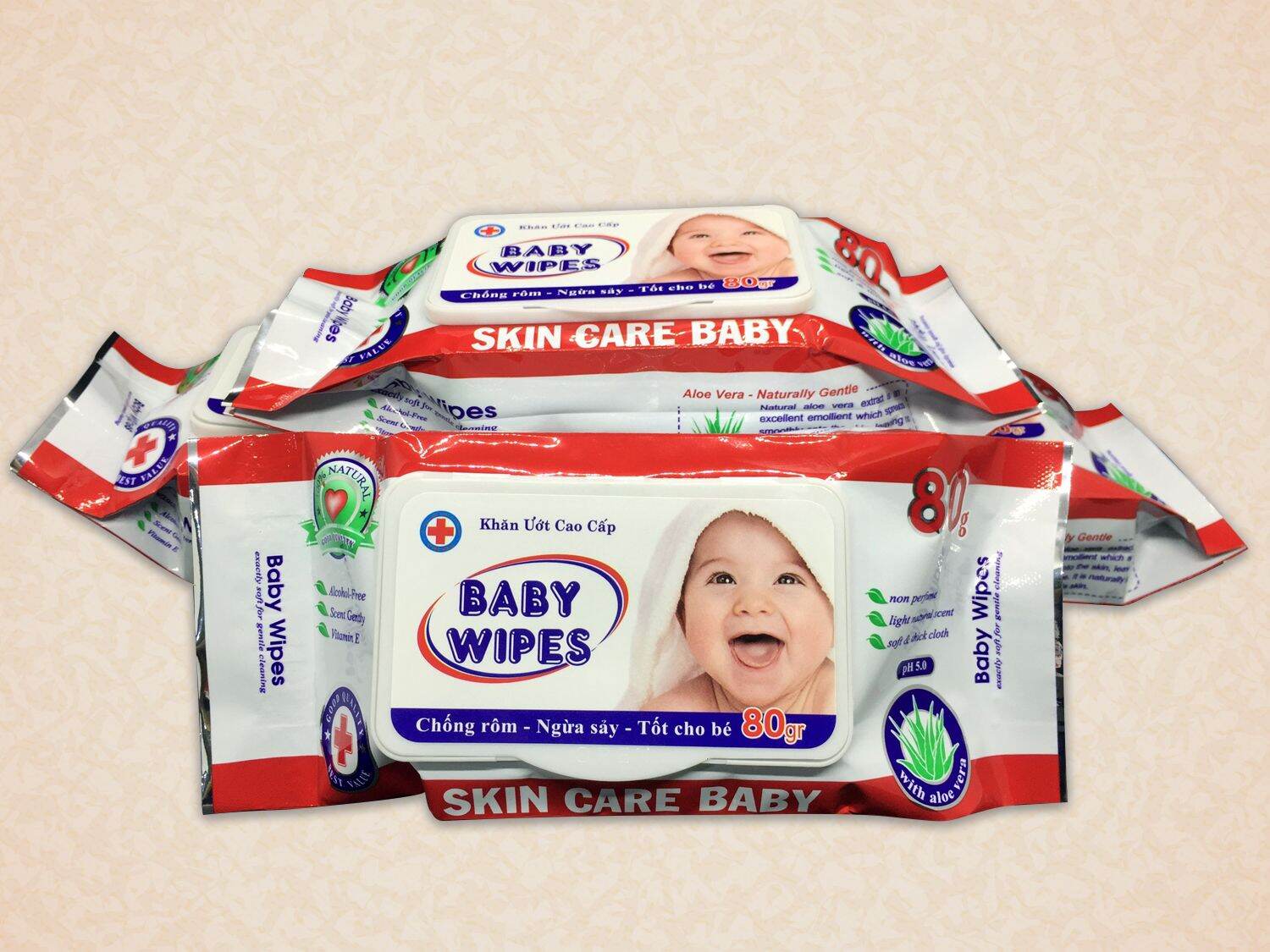 10 gói 80g Wipes ĐỎ, khăn giấy ướt Quy Trình Sản Xuất Tự Động, Nước xử dụng lọc sạch gấp 2 lần nước đóng chai, Khách an tâm dùng cho bé, Hương thơm nhẹ