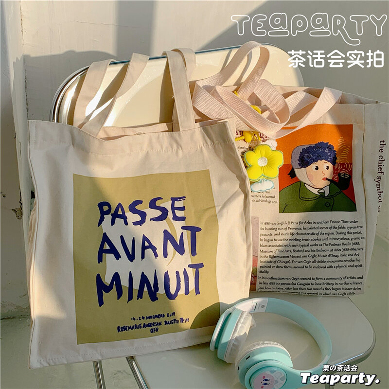 Túi Đeo Một Vai Dễ Phối Cổ Điển Tranh Minh Họa Van Gogh Túi Vải Bố Đi Học