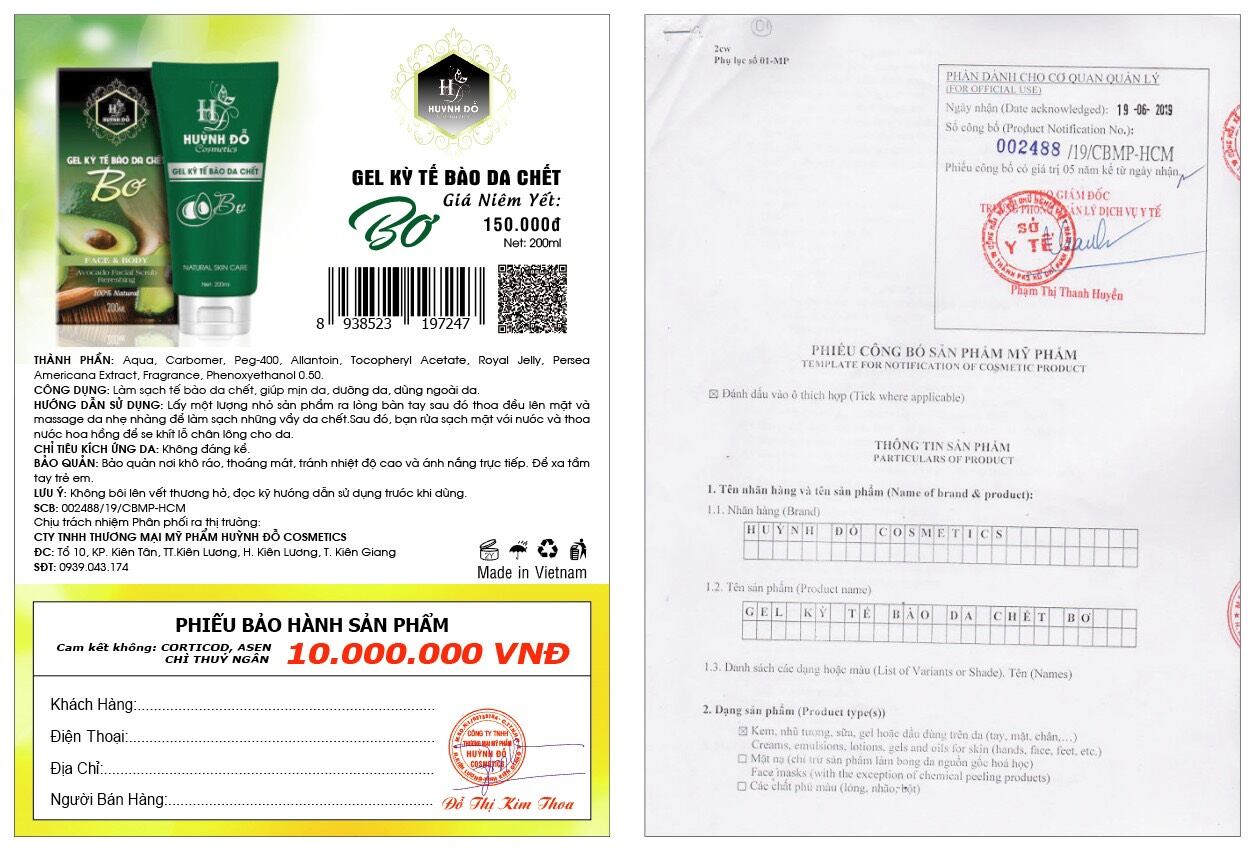 gel tẩy tế bào chết bơ huỳnh đổ