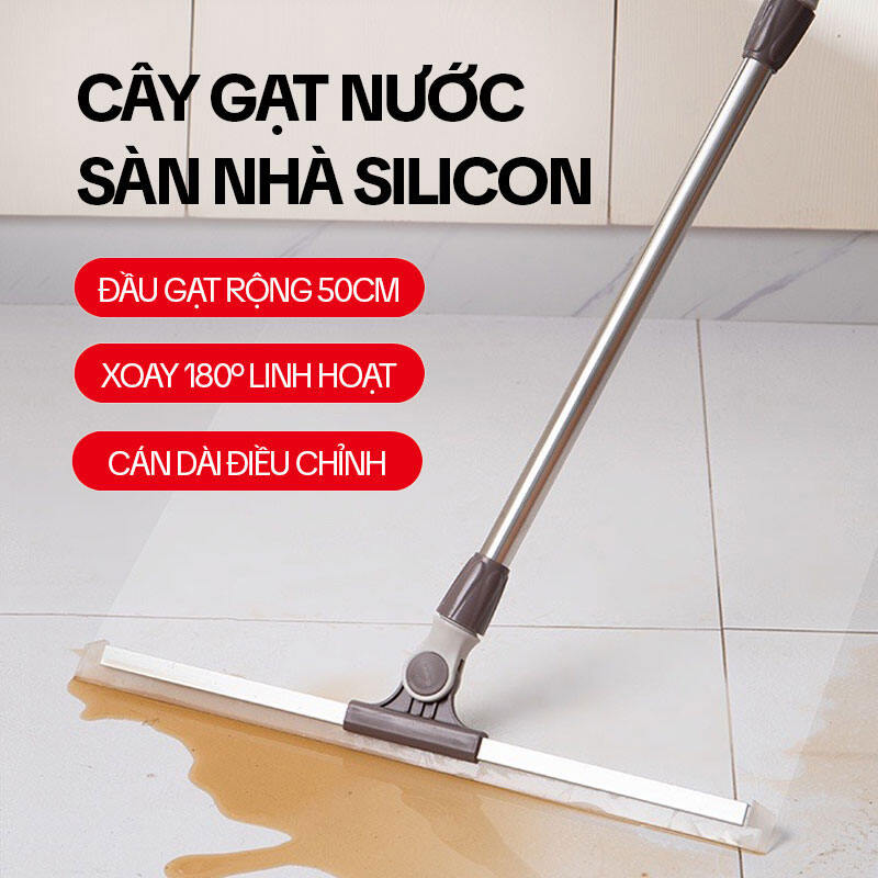  Cây Gạt Nước Sàn Nhà KITIMOP G50 Chổi Gạt Nước Silicon Xoay 180 Độ Cán Điều Chỉnh Chiều Dài 