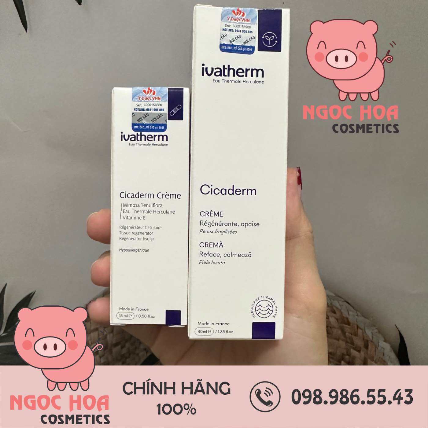 [CHÍNH HÃNG] Ivatherm Kem Dưỡng Tái Tạo Da, Làm Lành Tổn Thương, Ngăn Sẹo Cicaderm Cream 40ml