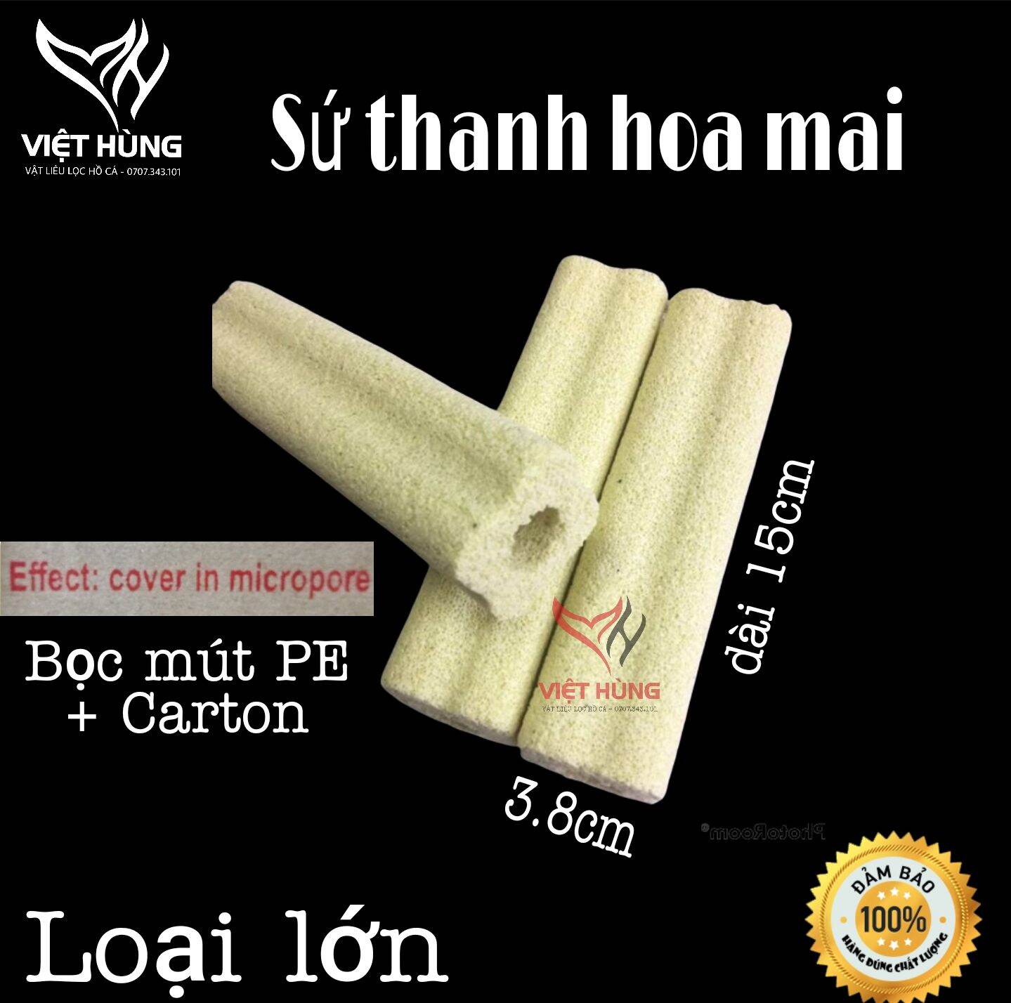 Sứ thanh vàng sứ hoa mai 15cm x 3.8cm loại lớn