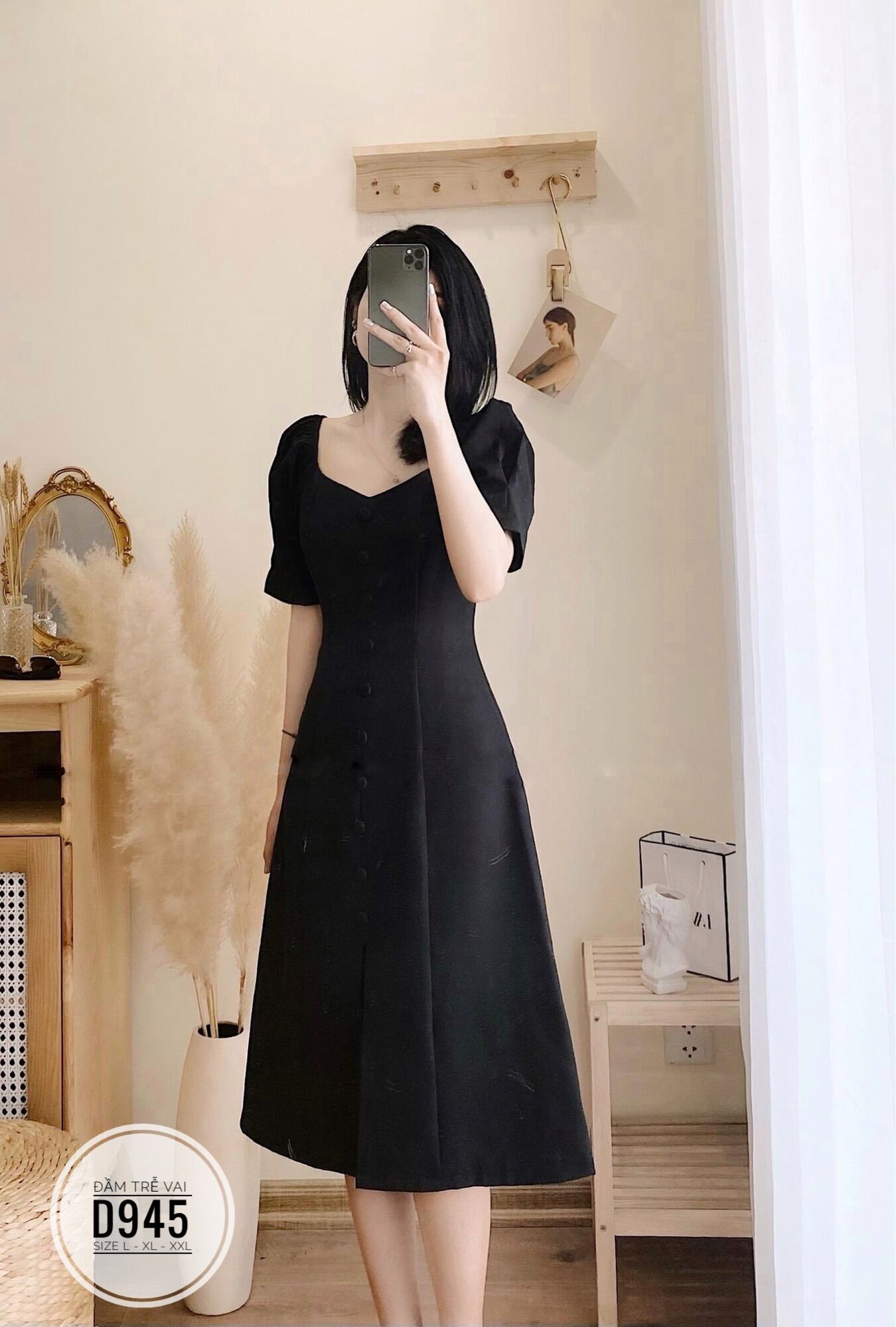 60-90kg Bigsize ĐẦM TRỄ VAI XẺ TÀ BASIC D945