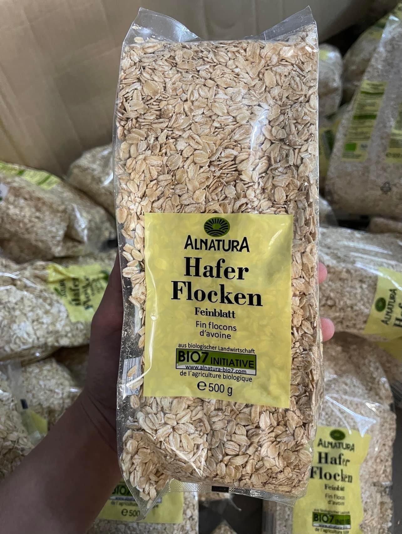 Yến mạch hữu cơ Hafer Flocken cán vỡ ăn liền, cán dẹt nấu sôi 500g